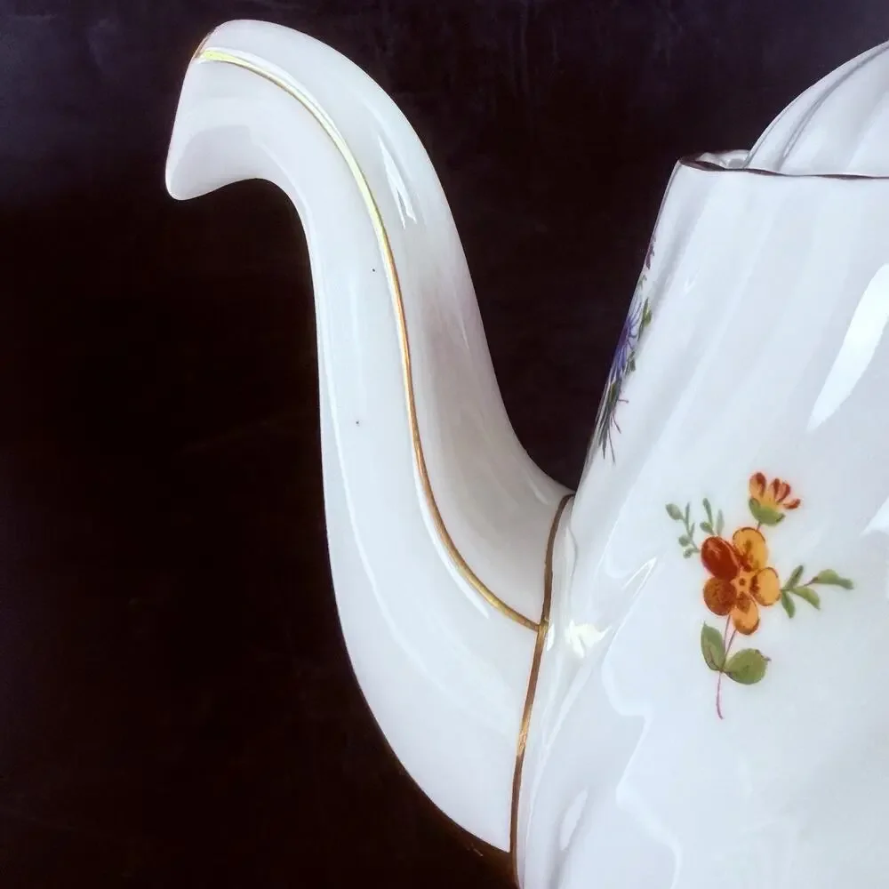 Vintage Minton Bone China Teapot Marlow S309 Floral Gold Trim England